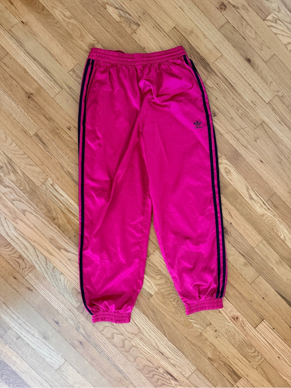 adidas women fuchsia Jogger Sweatpants with Black Stripes